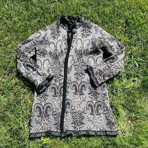 grey and black wool coat